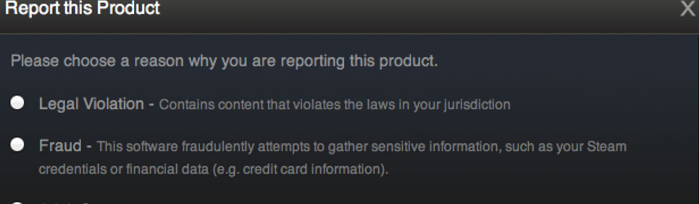 Denuncias en Steam