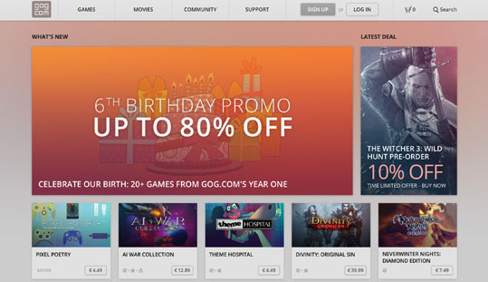 Descuentos en el sexto aniversario de GOG