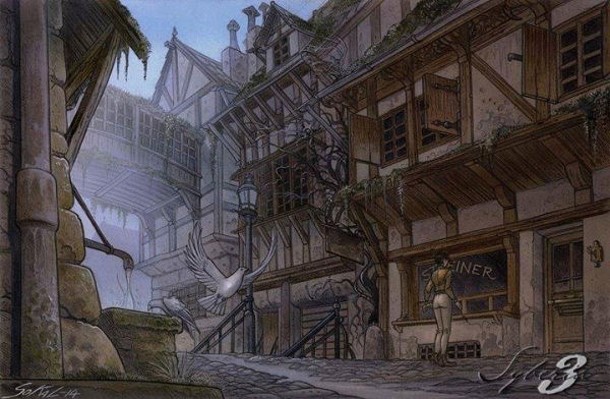 Syberia III sigue empleando los tonos marrones apagados que corresponden a una fantasía steampunk.